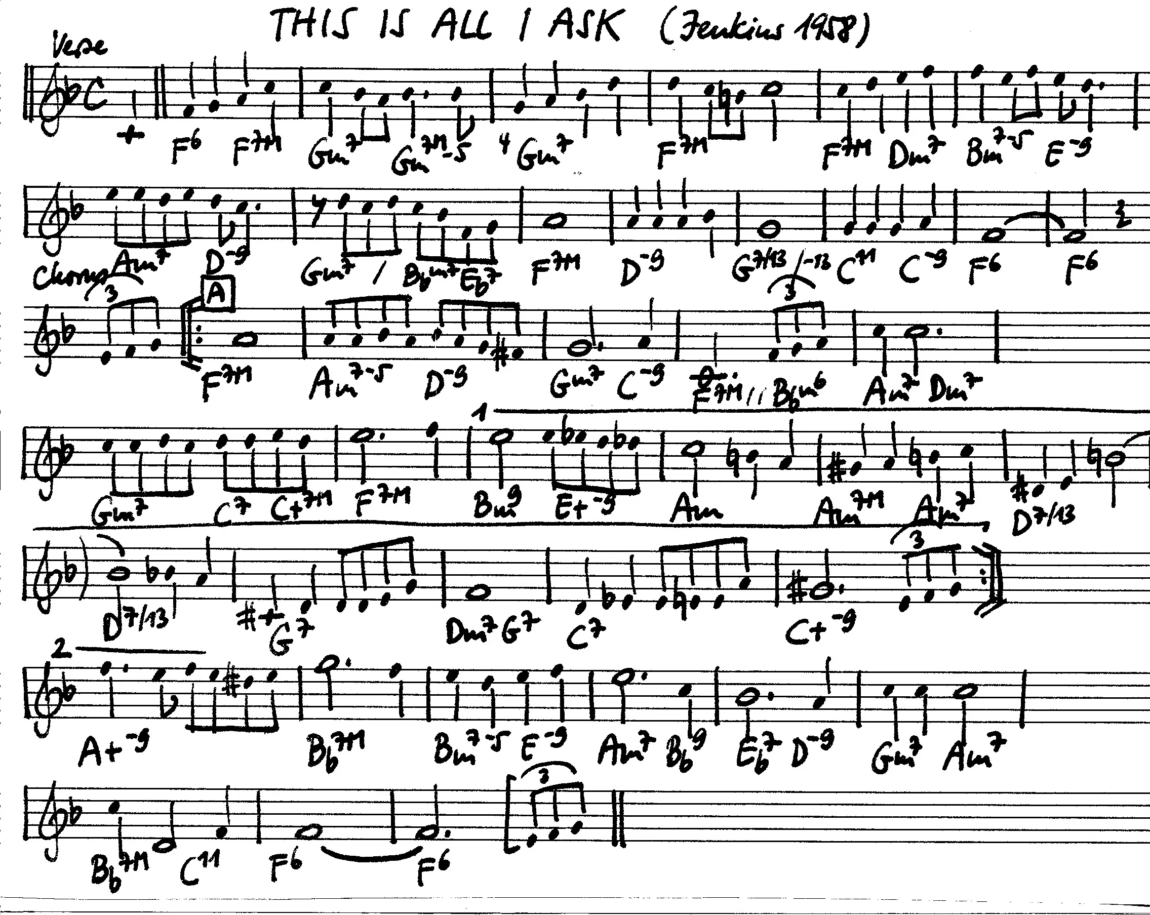 this is all i ask free jazz leadsheet - Courtesy of the Jungle Jazz Band